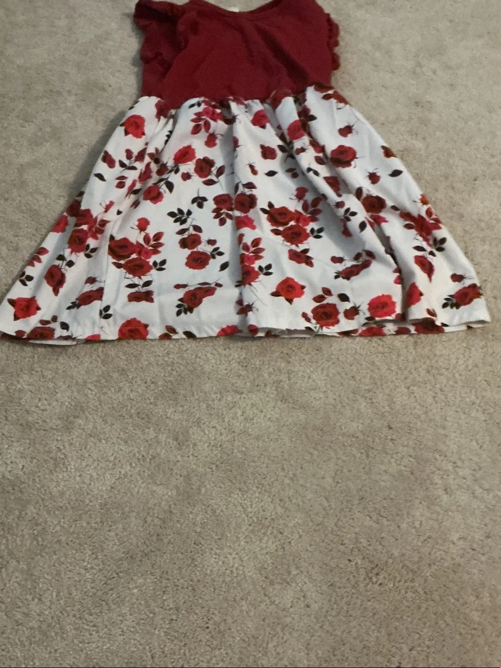 SHEIN Red and White Floral Girls' Dress